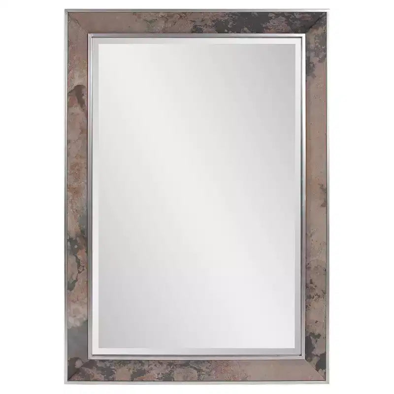 Howard Elliott 40"x30" Rectangular Wall Mirror: Chevron Wood Frame, No Assembly, Wall Mount, Modern Decor