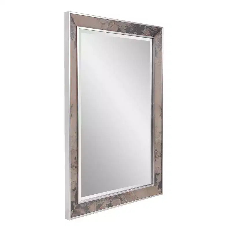 Miroir Mural Rectangulaire Howard Elliott 101,6 x 76,2 cm : Cadre en Bois Chevron, Aucun Assemblage Requis, Fixation Murale, Décoration Moderne