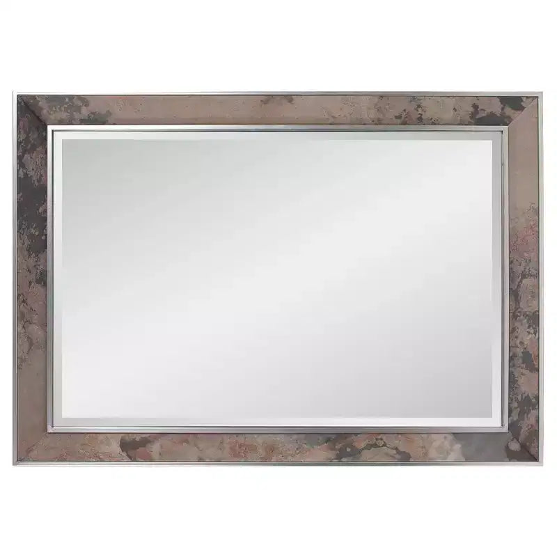 Miroir Mural Rectangulaire Howard Elliott 101,6 x 76,2 cm : Cadre en Bois Chevron, Aucun Assemblage Requis, Fixation Murale, Décoration Moderne