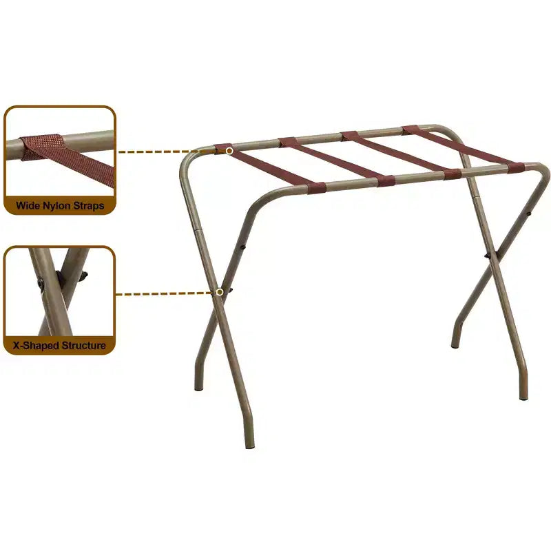 Porte-bagages pliable, support de valise élégant, doré