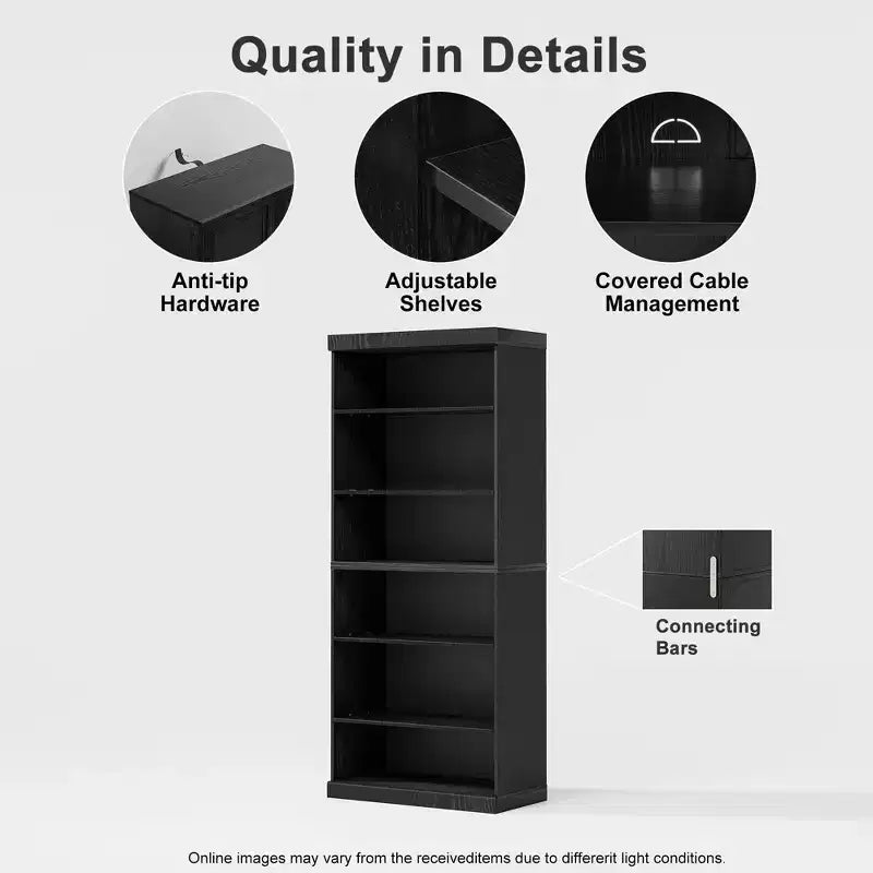 Meuble de rangement d'appoint - Organisateur polyvalent avec étagères réglables et gestion des câbles