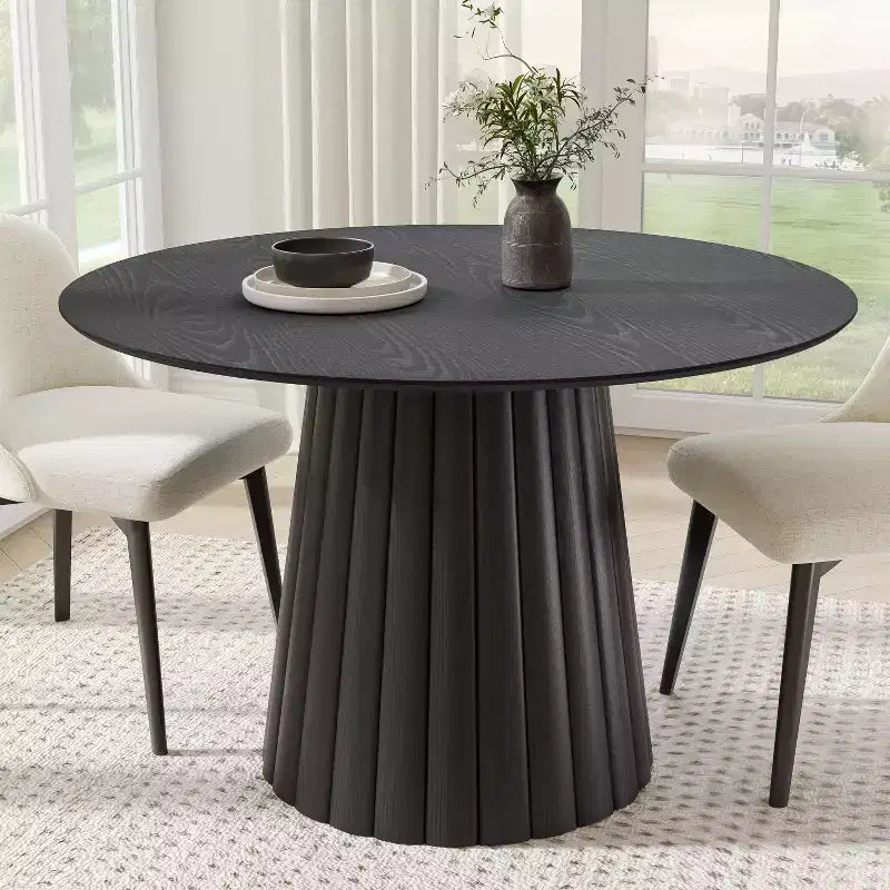 Table de salle à manger ronde en bois massif de 46 pouces