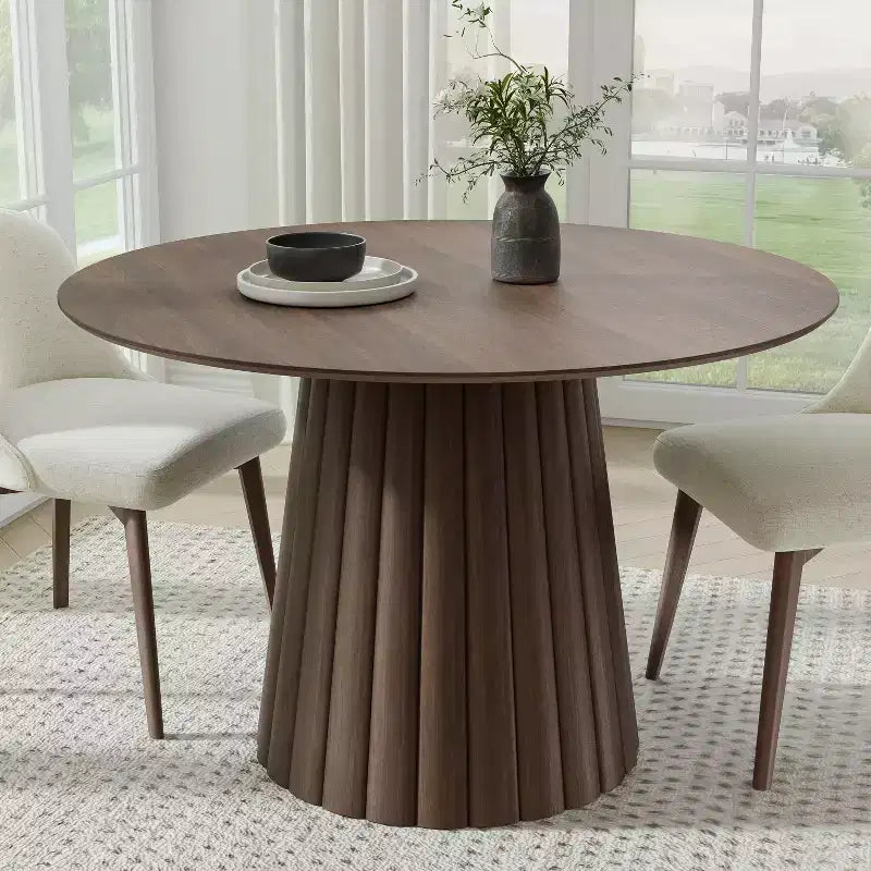 Table de salle à manger ronde en bois massif de 46 pouces