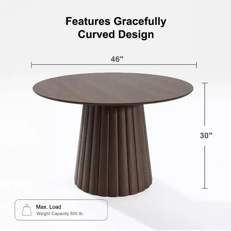 Table de salle à manger ronde en bois massif de 46 pouces