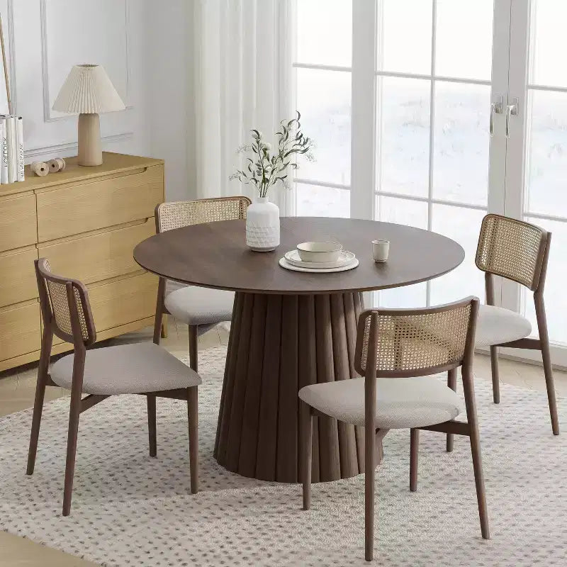 Table de salle à manger ronde en bois massif de 46 pouces