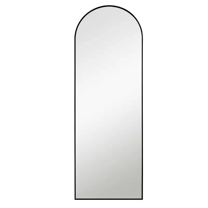 Miroir Mural Arqué de Sol Pleine Longueur 64x21 en Alliage d'Aluminium à Cadre Fin, Angle Droit, en Verre HD, Décor Moderne pour Chambre, Salon, Entrée, Noir