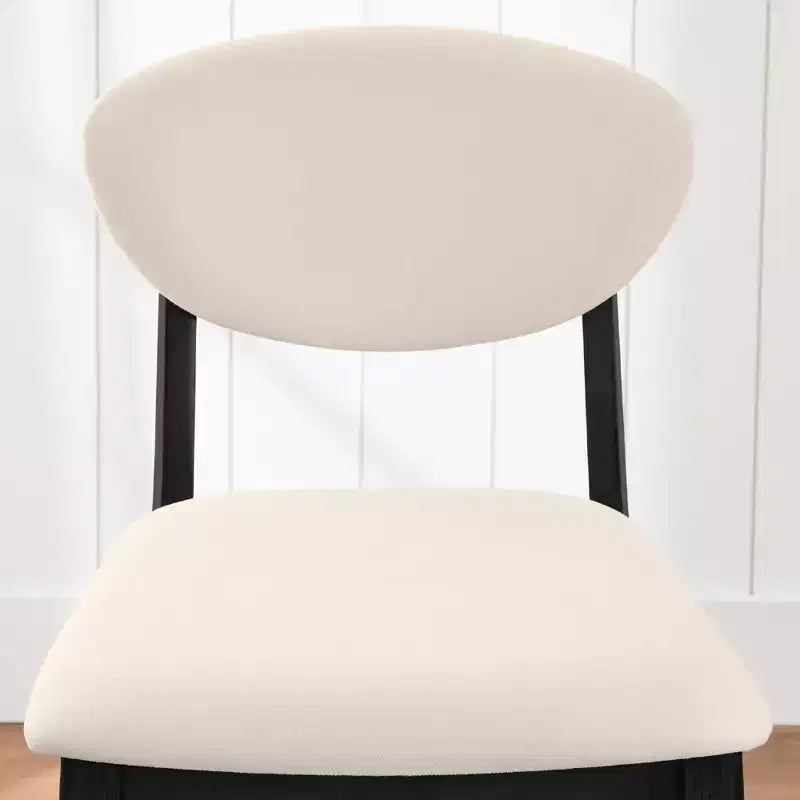 Ensemble de 2 tabourets de bar hauteur comptoir en bois et tissu d'inspiration Mid-Century Modern