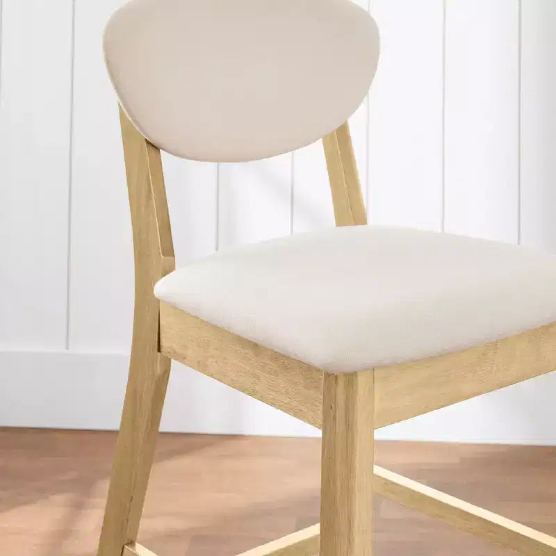 Ensemble de 2 tabourets de bar hauteur comptoir en bois et tissu d'inspiration Mid-Century Modern