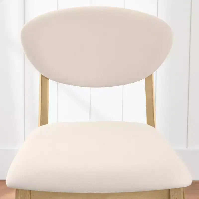 Ensemble de 2 tabourets de bar hauteur comptoir en bois et tissu d'inspiration Mid-Century Modern