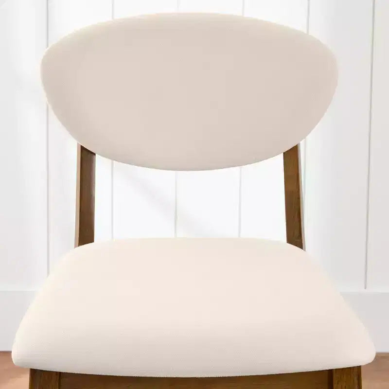 Ensemble de 2 tabourets de bar hauteur comptoir en bois et tissu d'inspiration Mid-Century Modern