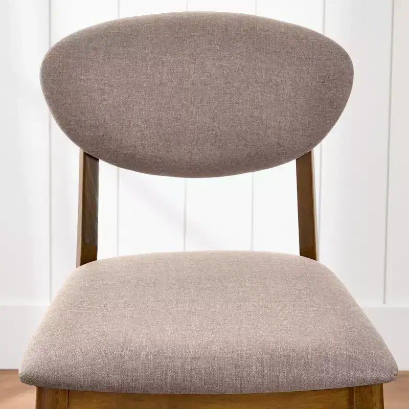 Ensemble de 2 tabourets de bar hauteur comptoir en bois et tissu d'inspiration Mid-Century Modern