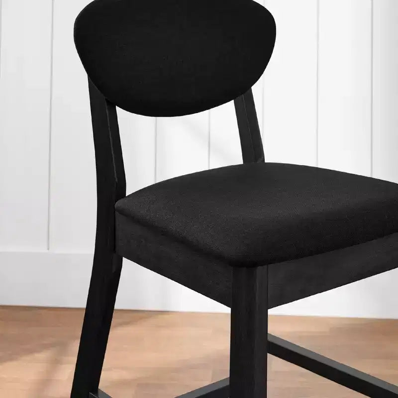 Ensemble de 2 tabourets de bar hauteur comptoir en bois et tissu d'inspiration Mid-Century Modern