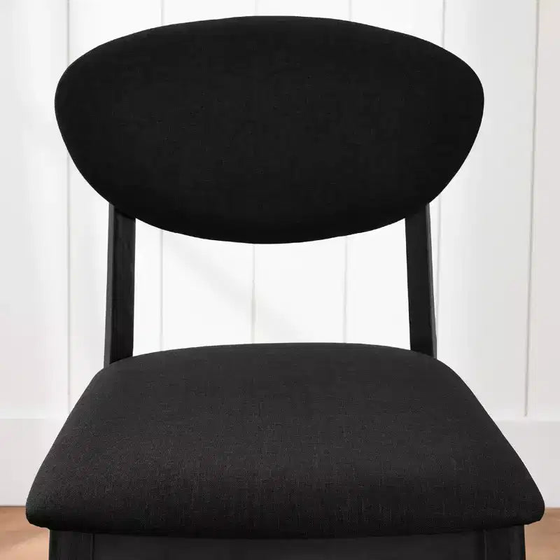 Ensemble de 2 tabourets de bar hauteur comptoir en bois et tissu d'inspiration Mid-Century Modern
