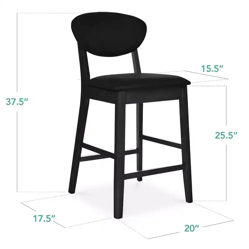 Ensemble de 2 tabourets de bar hauteur comptoir en bois et tissu d'inspiration Mid-Century Modern