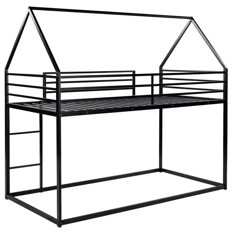 Lit superposé en métal avec lits jumeaux superposés en forme de maison avec échelle intégrée
