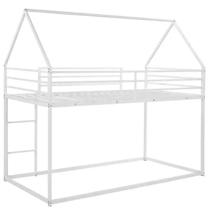 Lit superposé en métal avec lits jumeaux superposés en forme de maison avec échelle intégrée