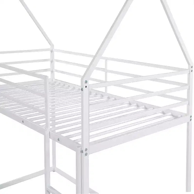Lit superposé en métal avec lits jumeaux superposés en forme de maison avec échelle intégrée