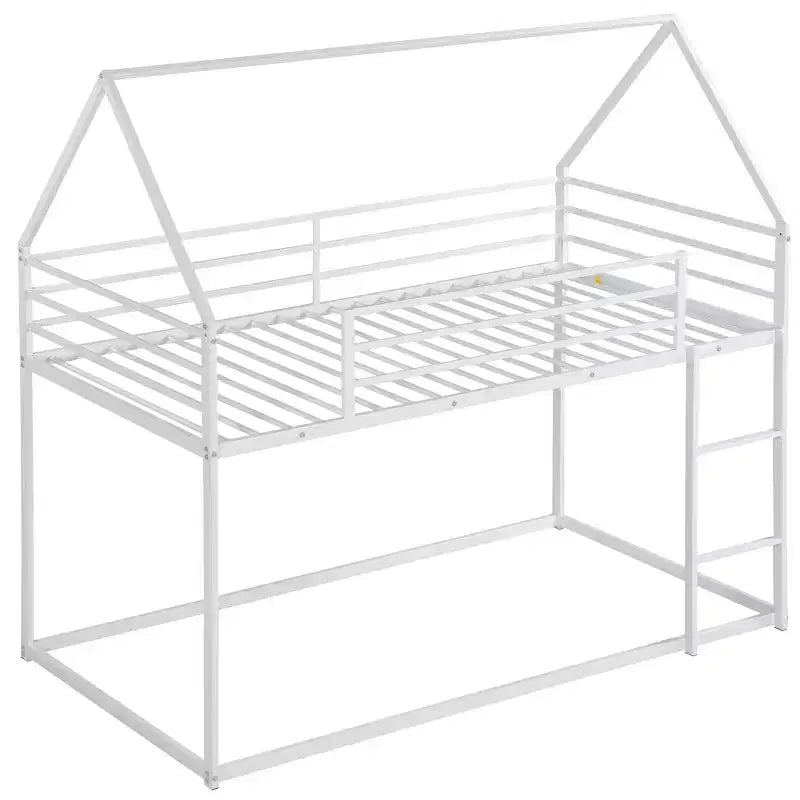 Lit superposé en métal avec lits jumeaux superposés en forme de maison avec échelle intégrée