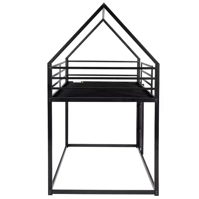 Lit superposé en métal avec lits jumeaux superposés en forme de maison avec échelle intégrée