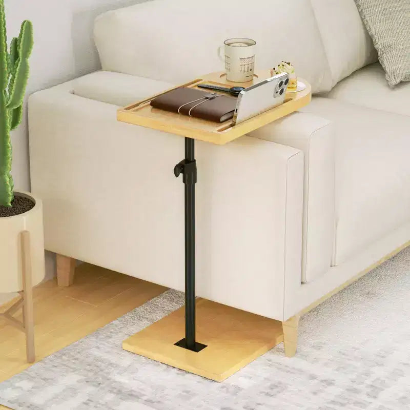 C-Shaped TV Dinner Tray Table, Small TV Tray Table For Eating On Couch, 360 Rotatable & Height Adjustable Panel, Sofa Tray Table for Living Room