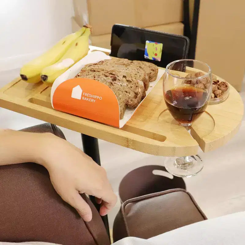 Table plateau en C, petite table d'appoint pour manger sur le canapé, plateau rotatif à 360° et réglable en hauteur, table d'appoint pour salon