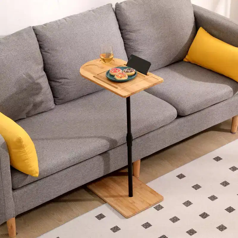 Table plateau en C, petite table d'appoint pour manger sur le canapé, plateau rotatif à 360° et réglable en hauteur, table d'appoint pour salon