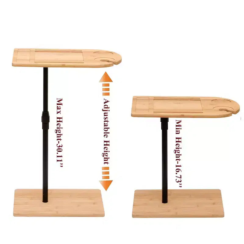 Table plateau en C, petite table d'appoint pour manger sur le canapé, plateau rotatif à 360° et réglable en hauteur, table d'appoint pour salon