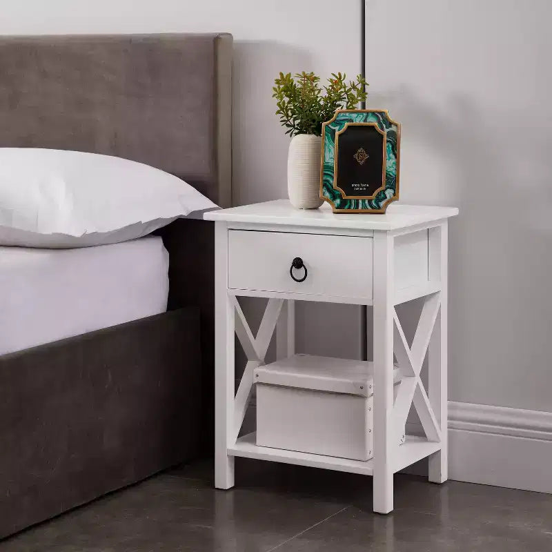 Home Imports Emporium Wooden End Table with Storage Shelf and Drawer