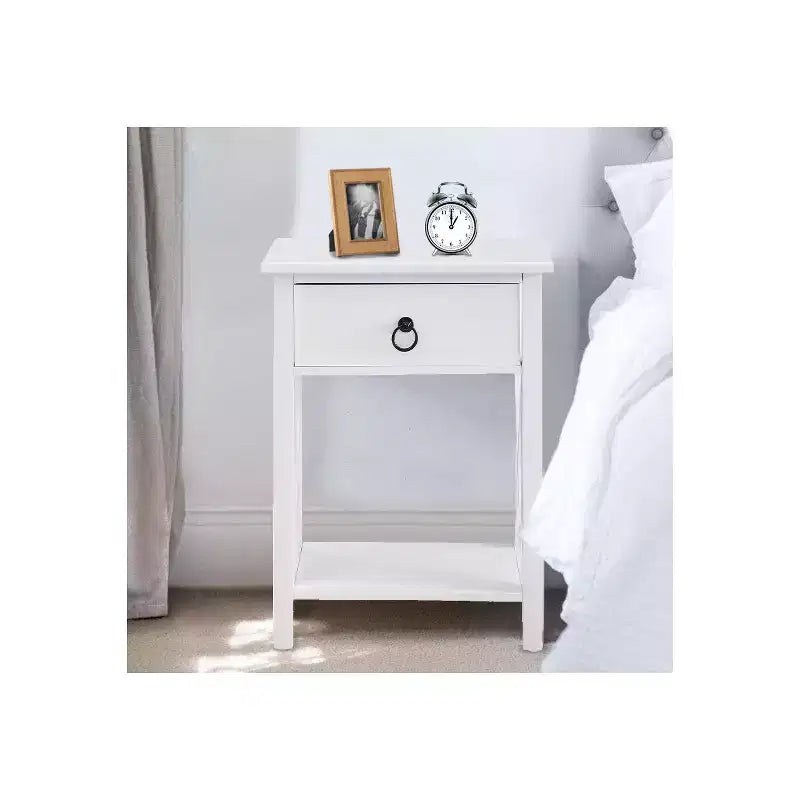 Table d'appoint en bois avec étagère de rangement et tiroir