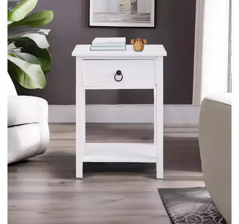 Table d'appoint en bois avec étagère de rangement et tiroir