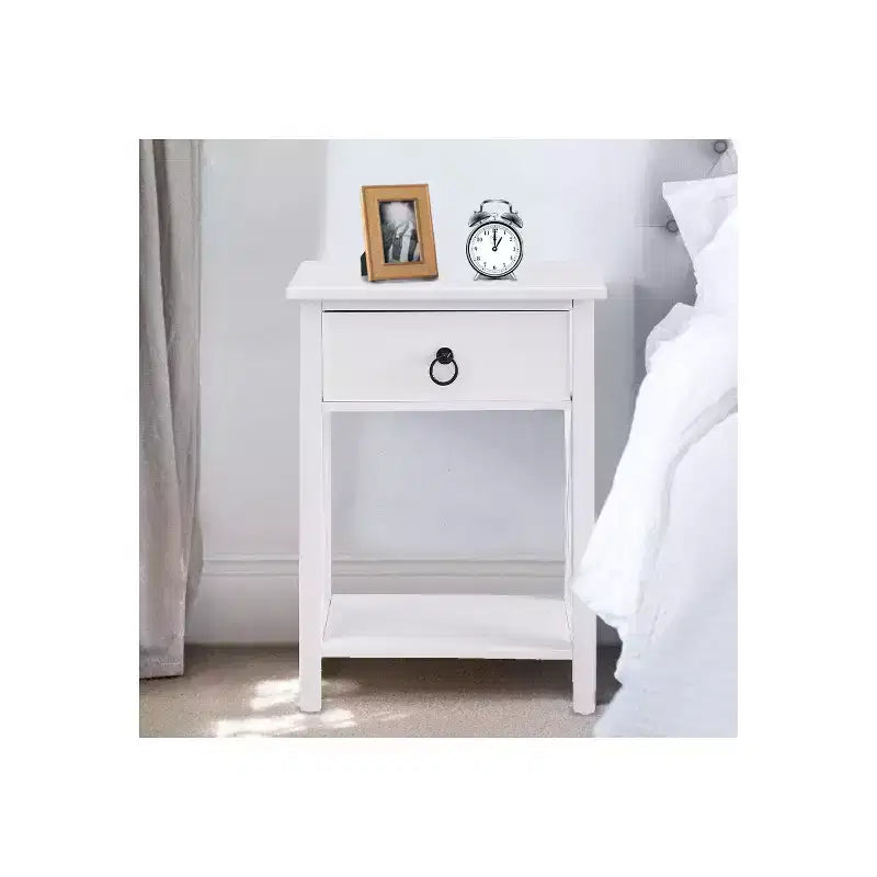 Table d'appoint en bois avec étagère de rangement et tiroir