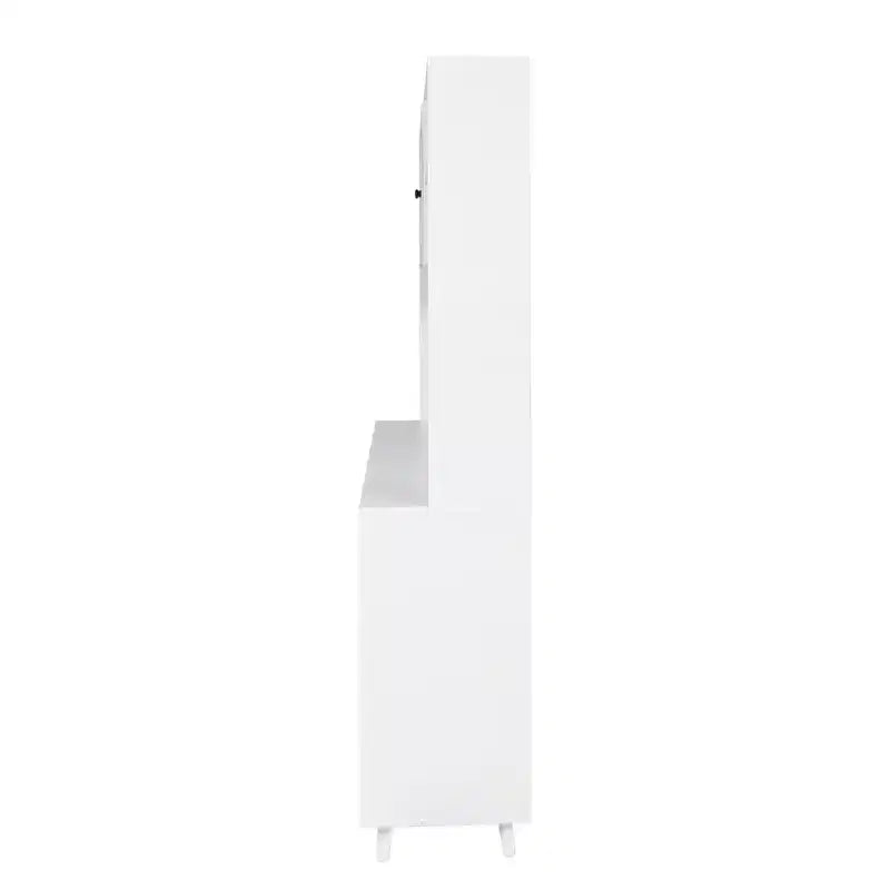 Buffet de cuisine 63W, armoire de rangement pour garde-manger, avec tiroirs, crochets de suspension et étagère à micro-ondes, blanc-ModernLuxe