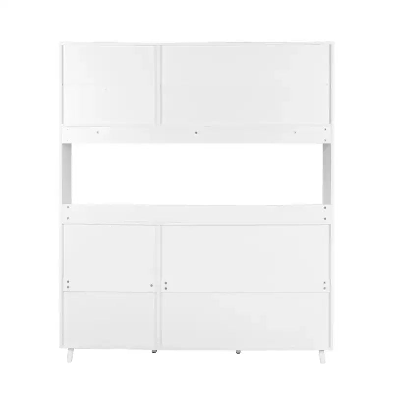 Buffet de cuisine 63W, armoire de rangement pour garde-manger, avec tiroirs, crochets de suspension et étagère à micro-ondes, blanc-ModernLuxe