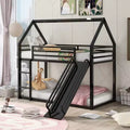 Whisen Twin over Twin Metal House Bunk Bed with Convertible Slide and Ladder