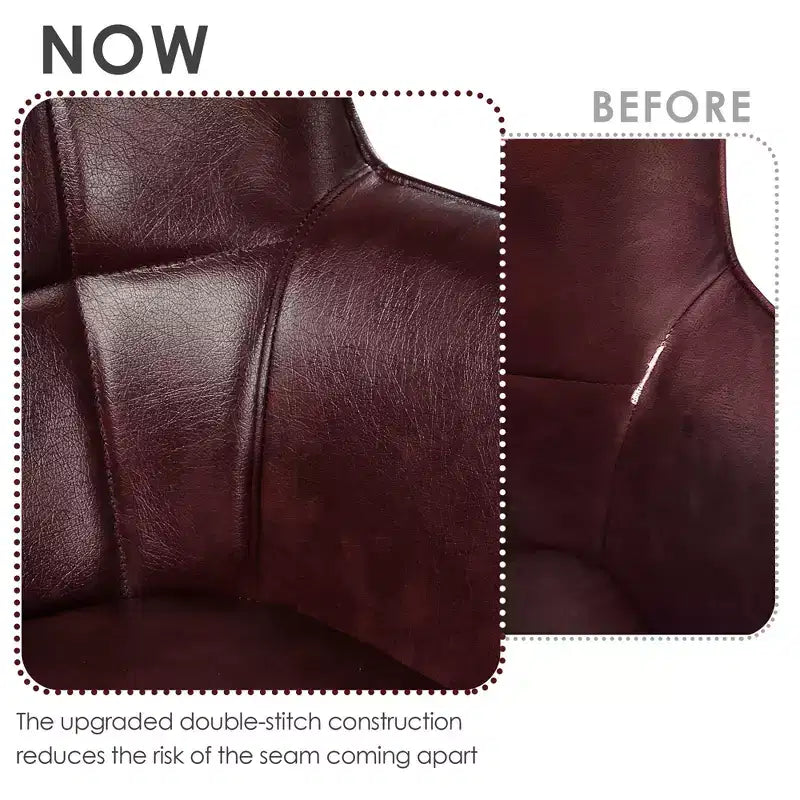 Yaheetech Lot de 2 fauteuils d'appoint touffetés à dossier haut en similicuir d'inspiration mi-siècle avec pieds en métal imitation bois pour salon, chambre à coucher, appartement