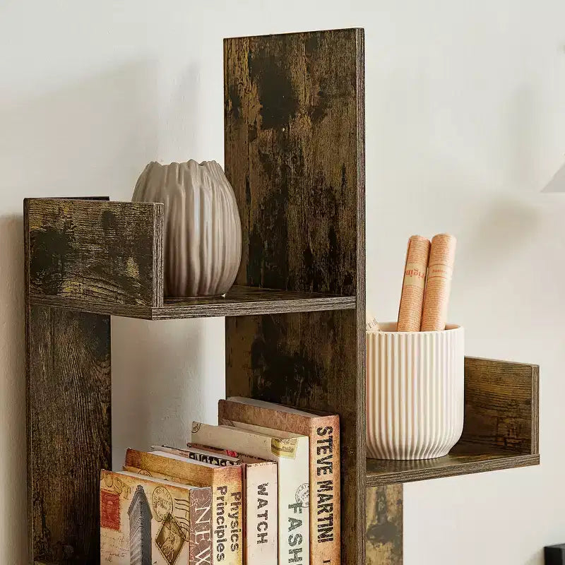 Bibliothèque arbre, 8 étagères géométriques en bois, présentoir, étagères en forme d'arbre, organisateur pour salon, bureau à domicile