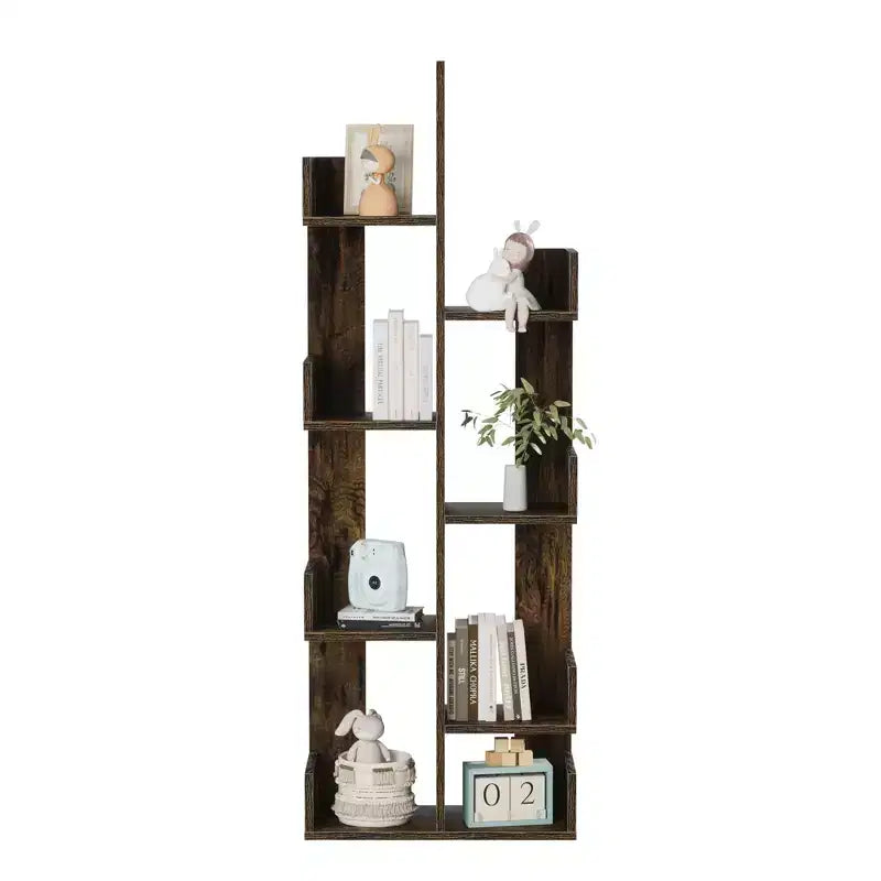 Bibliothèque arbre, 8 étagères géométriques en bois, présentoir, étagères en forme d'arbre, organisateur pour salon, bureau à domicile