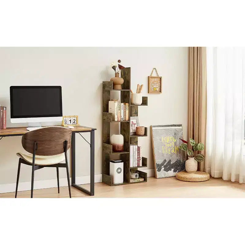 Bibliothèque arbre, 8 étagères géométriques en bois, présentoir, étagères en forme d'arbre, organisateur pour salon, bureau à domicile