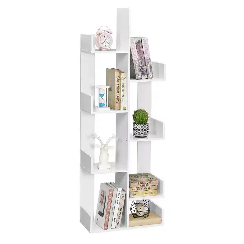 Bibliothèque arbre, 8 étagères géométriques en bois, présentoir, étagères en forme d'arbre, organisateur pour salon, bureau à domicile