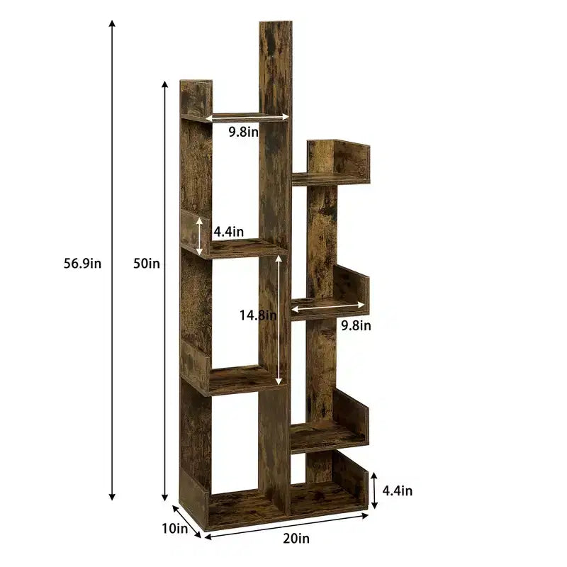 Bibliothèque arbre, 8 étagères géométriques en bois, présentoir, étagères en forme d'arbre, organisateur pour salon, bureau à domicile
