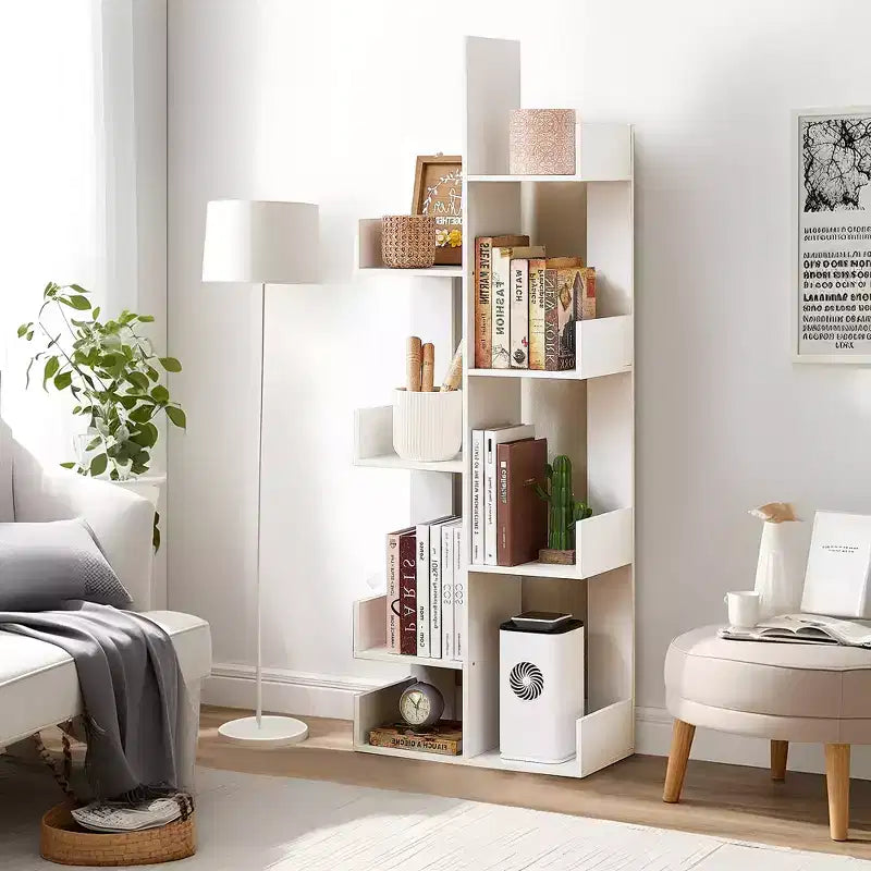 Bibliothèque arbre, 8 étagères géométriques en bois, présentoir, étagères en forme d'arbre, organisateur pour salon, bureau à domicile