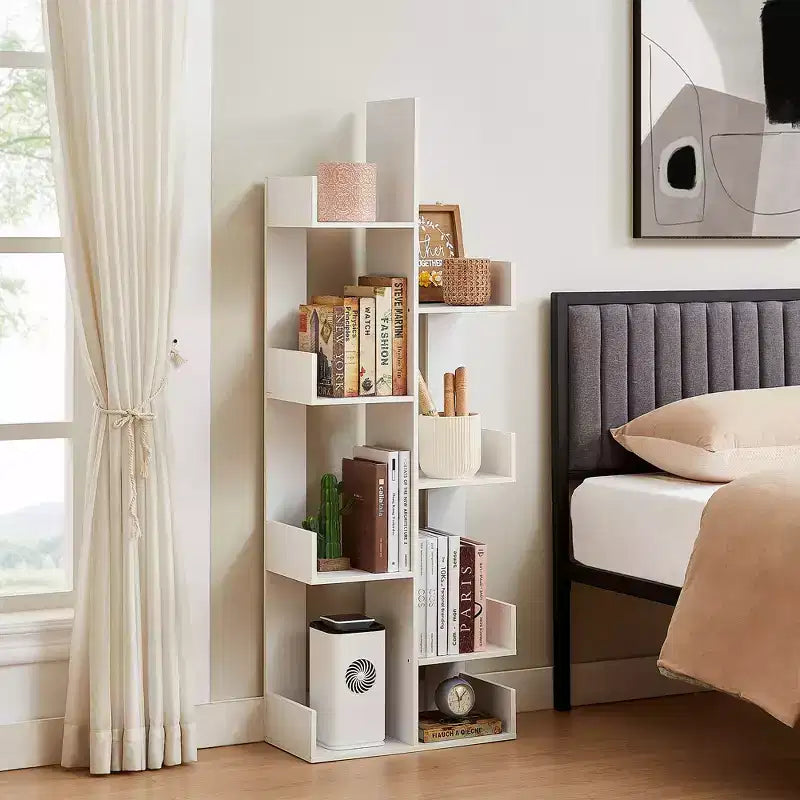 Bibliothèque arbre, 8 étagères géométriques en bois, présentoir, étagères en forme d'arbre, organisateur pour salon, bureau à domicile