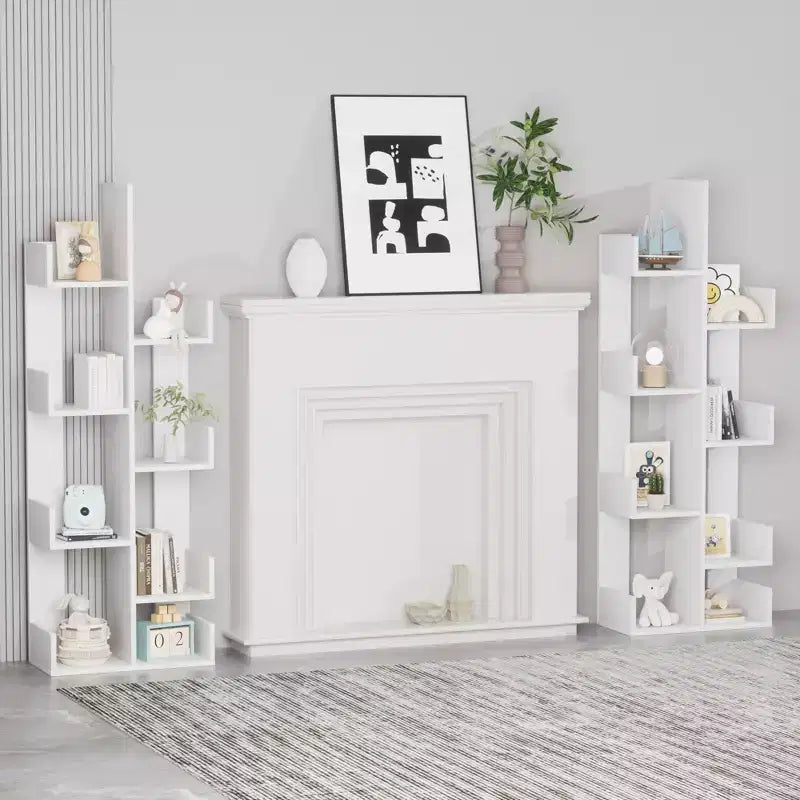 Bibliothèque arbre, 8 étagères géométriques en bois, présentoir, étagères en forme d'arbre, organisateur pour salon, bureau à domicile