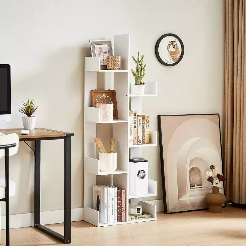 Bibliothèque arbre, 8 étagères géométriques en bois, présentoir, étagères en forme d'arbre, organisateur pour salon, bureau à domicile
