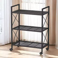 3-Tier Metal Storage Rack with Wheels, Storage Organizer, Plant Stand, Mesh Shelving and X Side Frames, 23.6-Inch Width, for Entryway