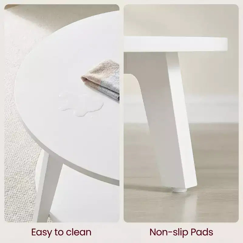 Table basse ronde marron miel avec 2 niveaux de rangement, mesurant 80 x 45 cm, idéale pour le salon