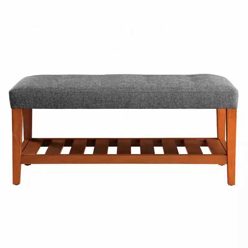 Banc de rangement Simple Relax rembourré en tissu gris et chêne