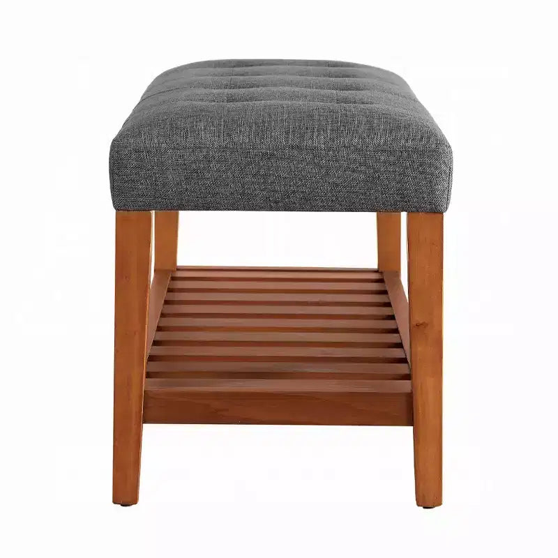 Banc de rangement Simple Relax rembourré en tissu gris et chêne