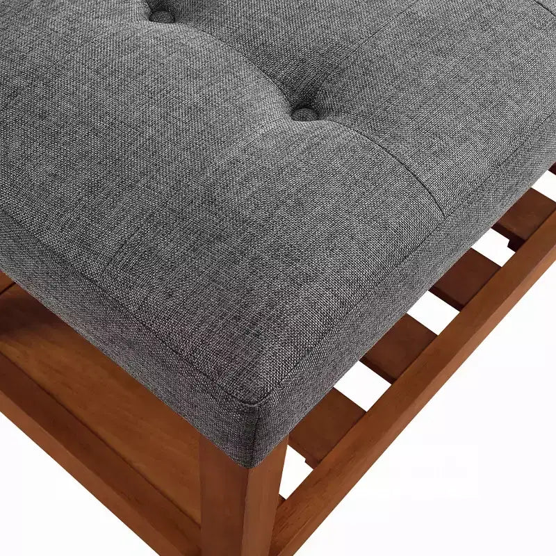Banc de rangement Simple Relax rembourré en tissu gris et chêne