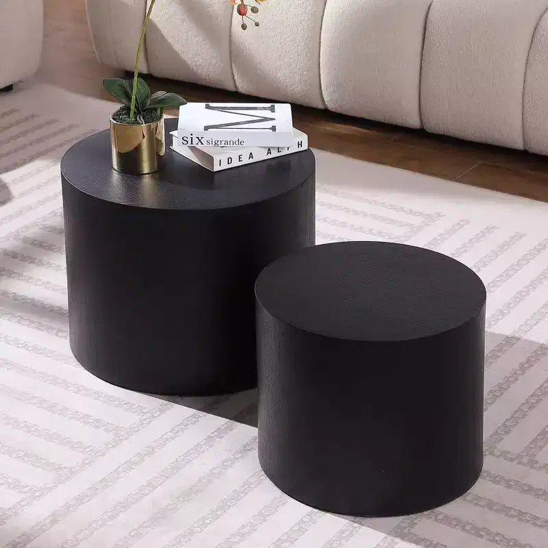 MAYEERTY 2-Piece Round Coffee Table Set No Assembly Living Room Office Bedroom